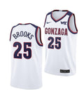 Men's #25 Colby Brooks Jersey Gonzaga Bulldogs College Basketball Jerseys White