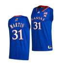 Men's #31 Cam Martin Jersey Kansas Jayhawks College Basketball Jerseys Blue 2022