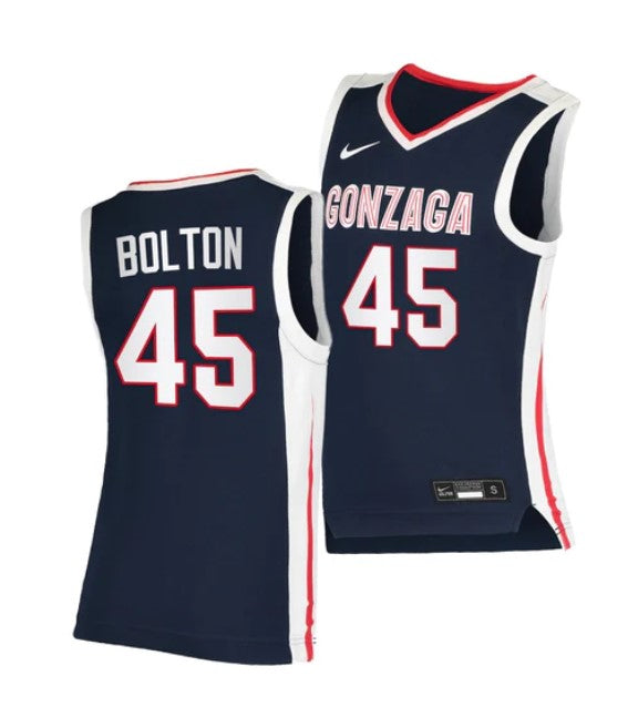 Men's #45 Rasir Bolton Jersey Gonzaga Bulldogs College Basketball Jerseys Navy
