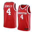 Men's #4 Darius Bowser Jersey Houston Cougars College Basketball Jerseys Red