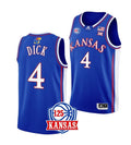 Men's #4 Gradey Dick Jersey Kansas Jayhawks College Basketball Jerseys Blue