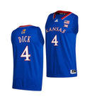 Men's #4 Gradey Dick Jersey Kansas Jayhawks College Basketball Jerseys Blue 2022