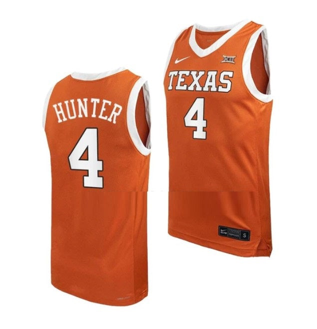 Men's #4 Tyrese Hunter Jersey Texas Longhorns College Basketball Jerseys Orange