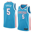 Men's #5 Hunter Sallis Jersey Gonzaga Bulldogs College Basketball Jerseys Blue