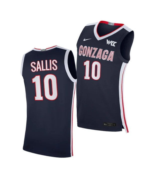 Men's #5 Hunter Sallis Jersey Gonzaga Bulldogs College Basketball Jerseys Navy