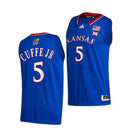 Men's #5 Kyle Cuffe Jr Jersey Kansas Jayhawks College Basketball Jerseys Blue 2022