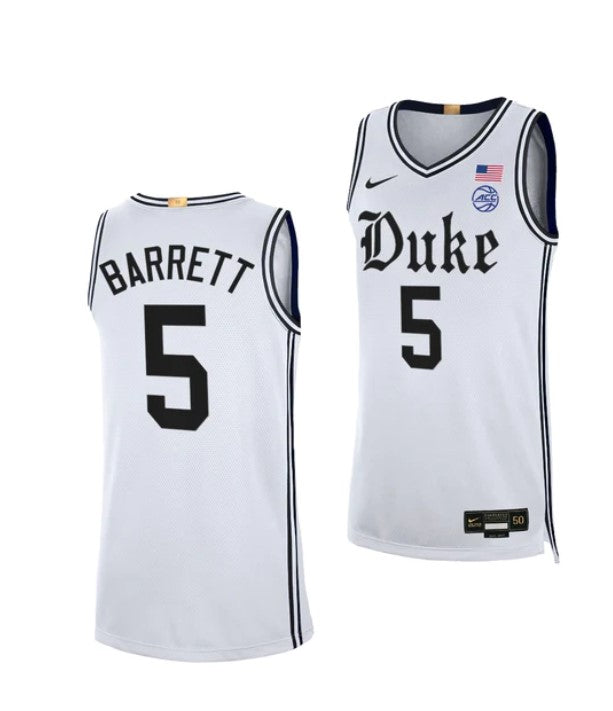 Men's #5 RJ Barrett Jersey Duke Blue Devils College Basketball Jerseys White Cameron