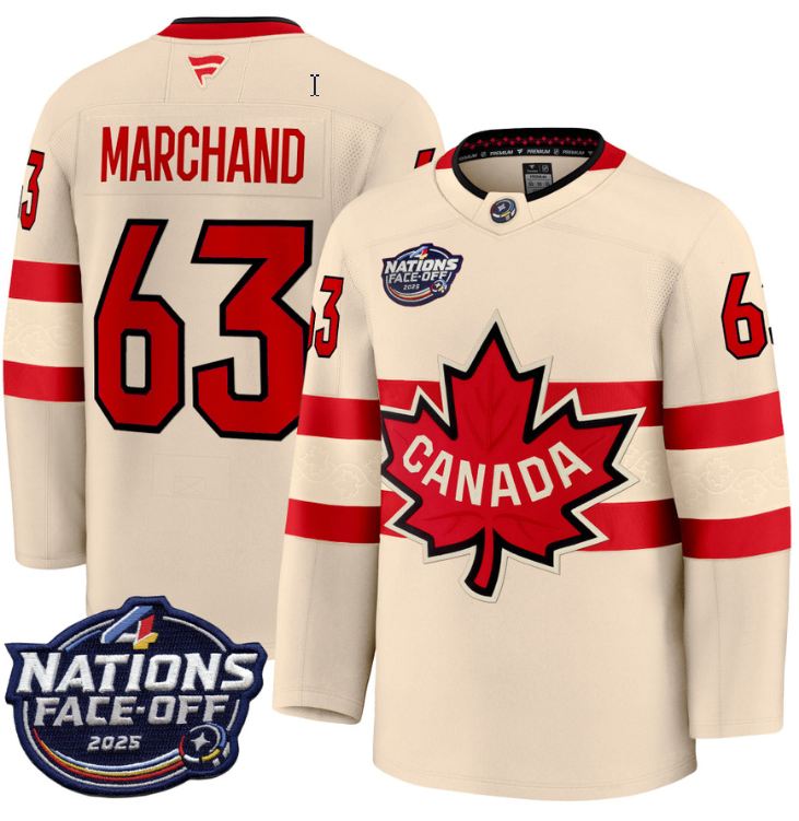 Men's Brad Marchand Jersey #63 Canada 4 Nations Face-Off 2025 Stitched