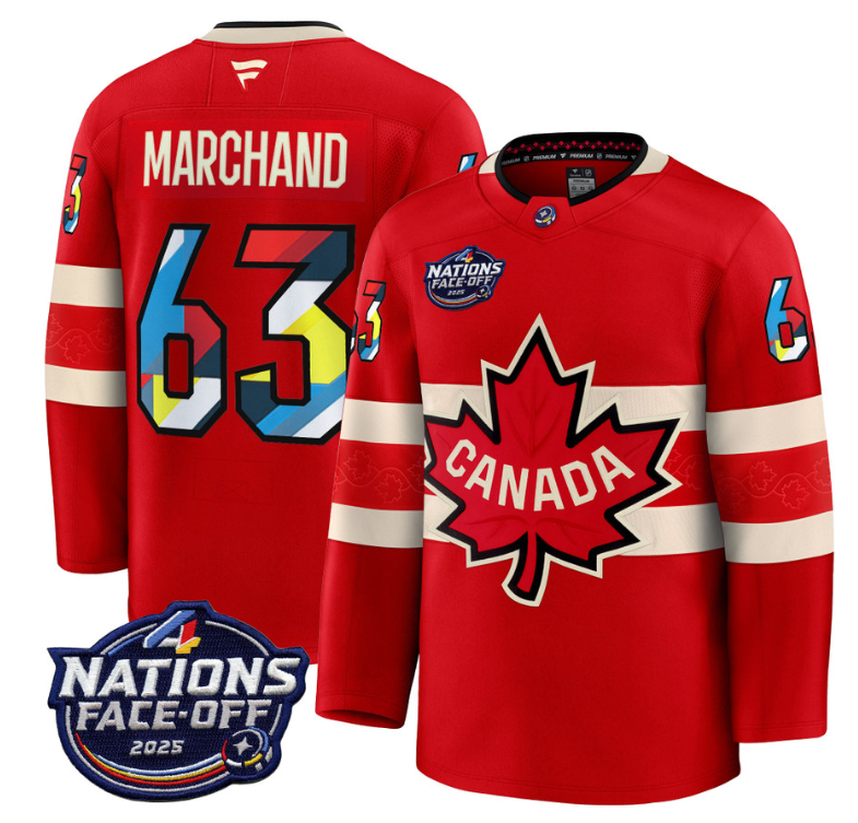 Men's Brad Marchand Jersey #63 Canada 4 Nations Face-Off 2025 Champions