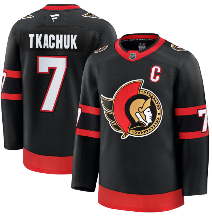 Men's Brady Tkachuk Jersey #7 Ottawa Senators 2025 Premium Away All Stitched