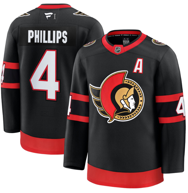 Men's Chris Phillips Jersey #4 Ottawa Senators 2025 Premium Away All Stitched