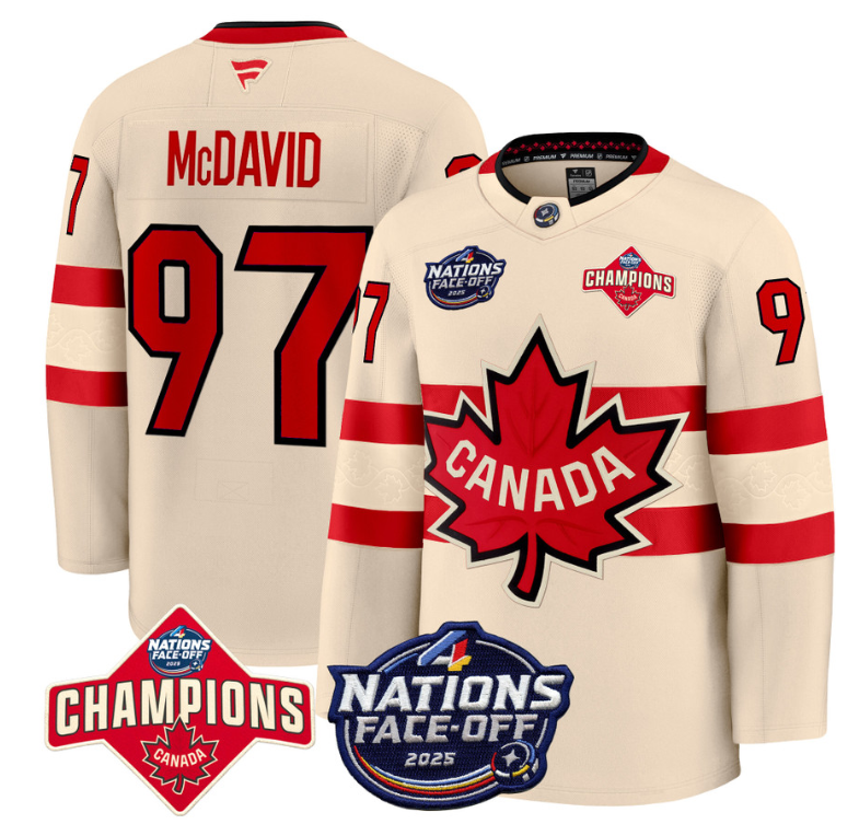 Men's Connor McDavid Jersey #97 Canada 4 Nations Face-Off 2025 Champions