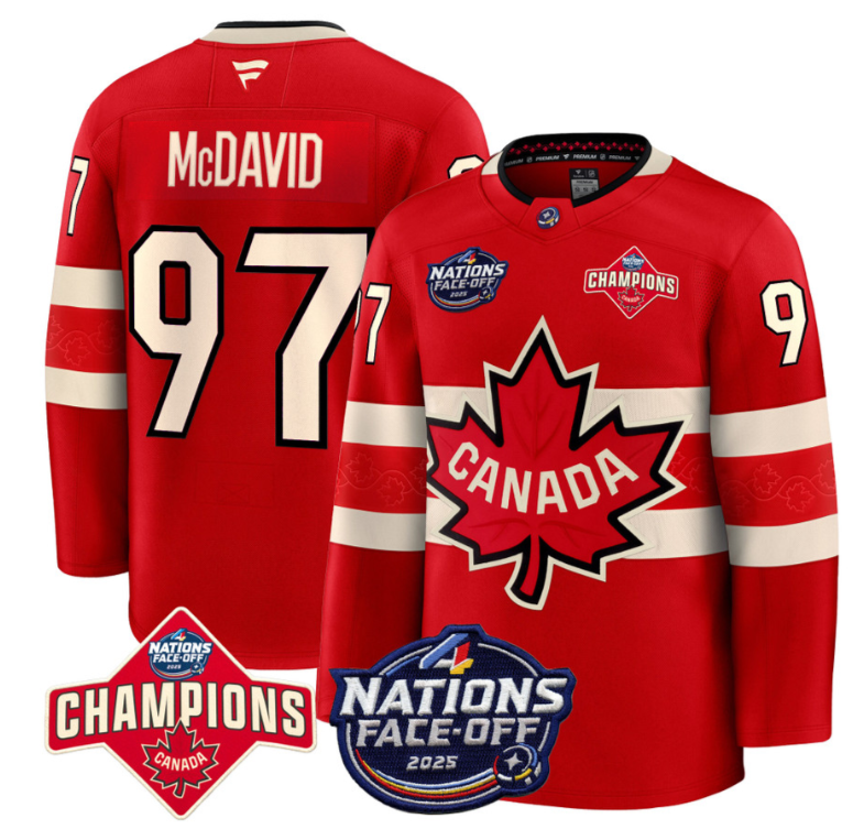 Men's Connor McDavid Jersey #97 Canada 4 Nations Face-Off 2025 Champions