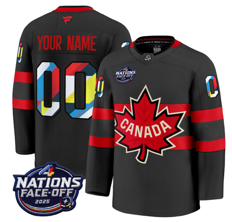 Men's Custom Canada Jersey 4 Nations Face-Off 2025 Champions Patch Stitched