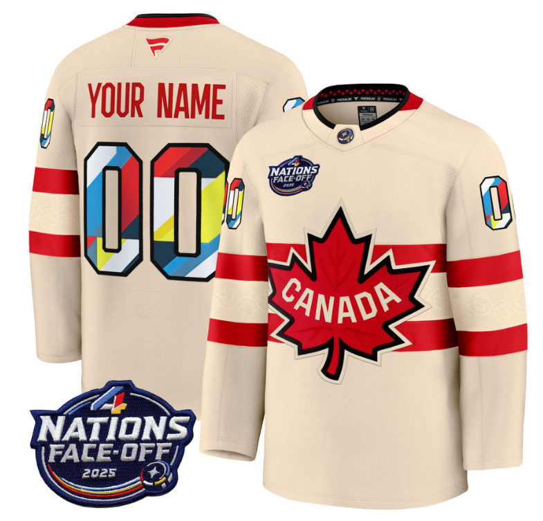 Men's Custom Canada Jersey 4 Nations Face-Off 2025 Champions Patch Stitched