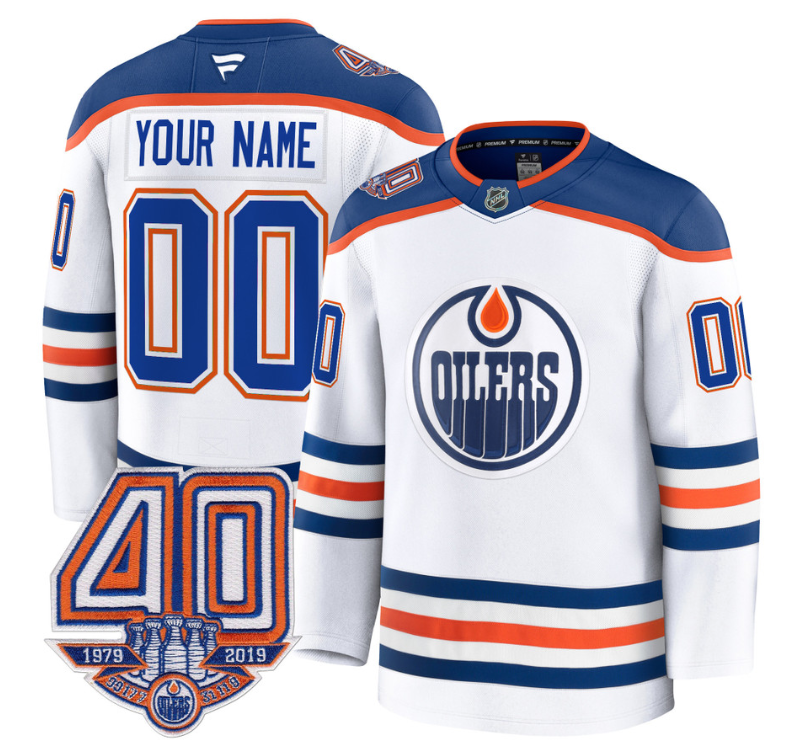Men's Custom Edmonton Oilers Jersey 40th Anniversary Patch Premium Stitched Away