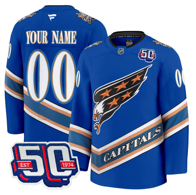 Men Custom Washington Capitals Jersey 50th Anniversary Premium Stitched