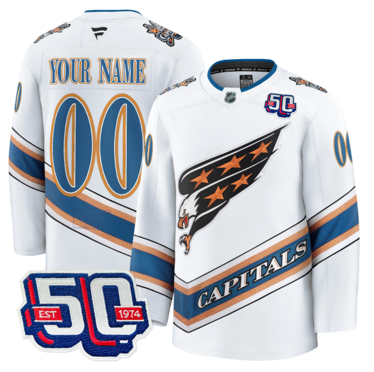 Men Custom Washington Capitals Jersey 50th Anniversary Premium Stitched