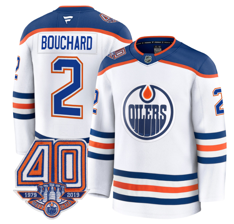 Men's Evan Bouchard Jersey #2 Edmonton Oilers 40th Anniversary Stitched Away