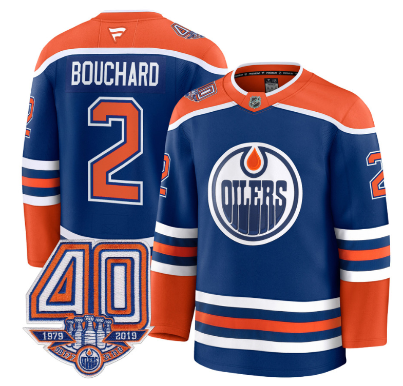 Men's Evan Bouchard Jersey #2 Edmonton Oilers 40th Anniversary Stitched Away