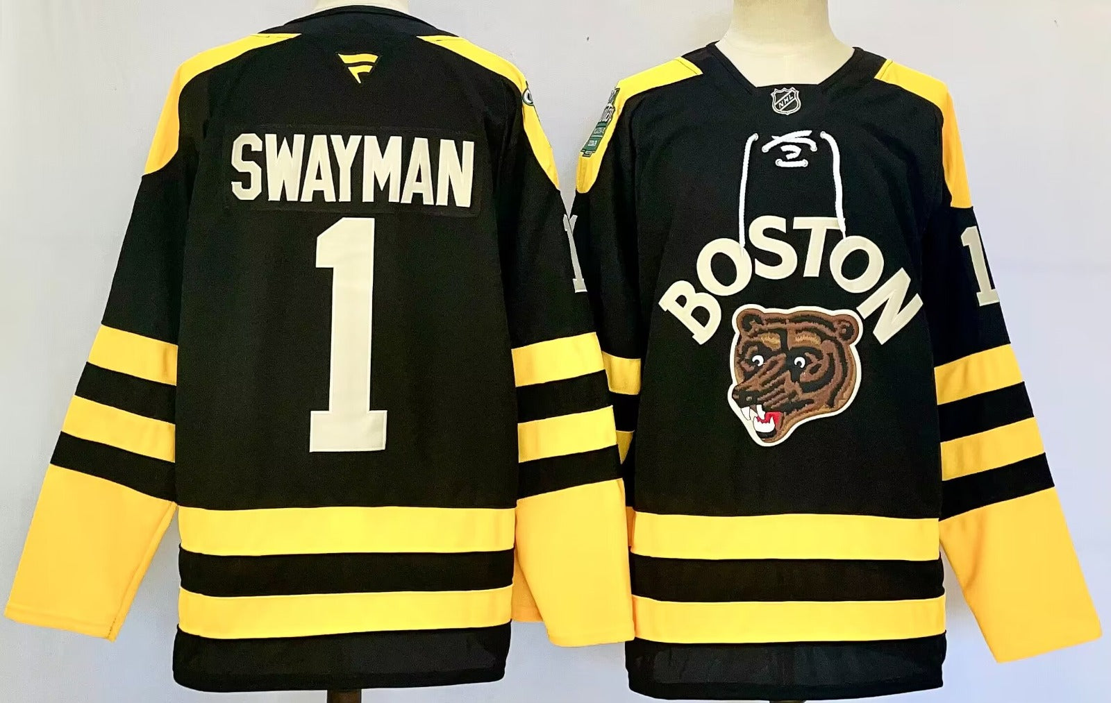 Men’s Jeremy Swayman Jersey #1 Boston Bruins Black Stitched