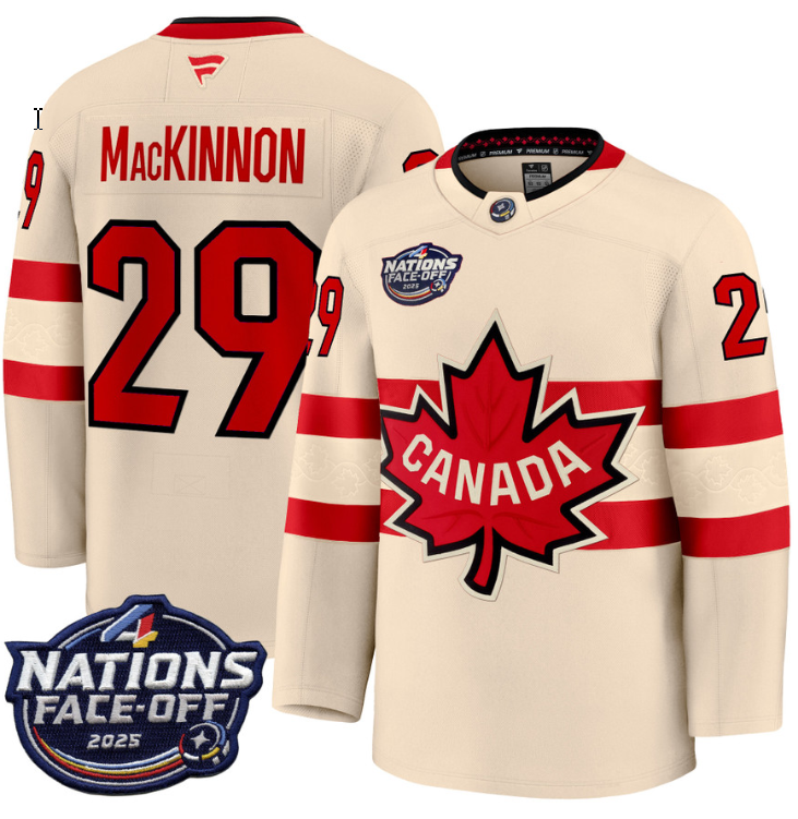 Men's Nathan MacKinnon Jersey #29 Canada 4 Nations Face-Off 2025 Stitched