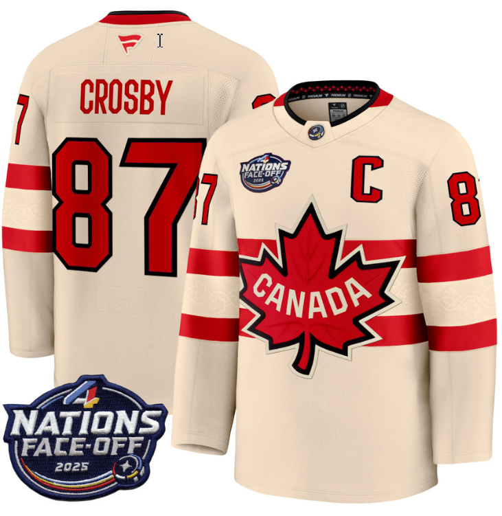 Men's Sidney Crosby Jersey #87 Canada 4 Nations Face-Off 2025 Stitched