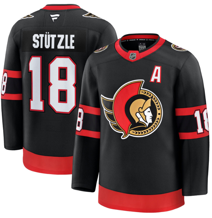 Men's Tim Stutzle Jersey #18 Ottawa Senators 2025 Premium Away All Stitched