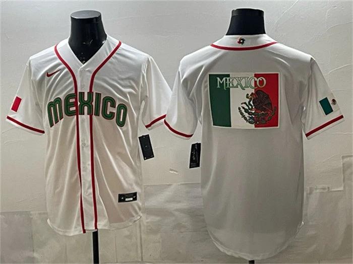 Mexico Baseball Jersey Team Big Logo White 2026 World Baseball Classic Home Stadium Stitched