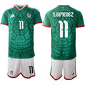 Mexico #11 S.GIMENEZ Jersey National Team x World Cup 2026 Home Green On Field Soccer