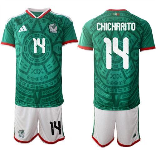 Mexico #14 CHICHARITO Jersey National Team x World Cup 2026 Home Green On Field Soccer