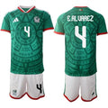 Mexico #4 E.ALUAREZ Jersey National Team x World Cup 2026 Home Green On Field Soccer