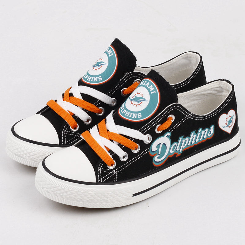 Miami Dolphins Low Top Canvas Sport Sneakers Shoes For Men Women Fans