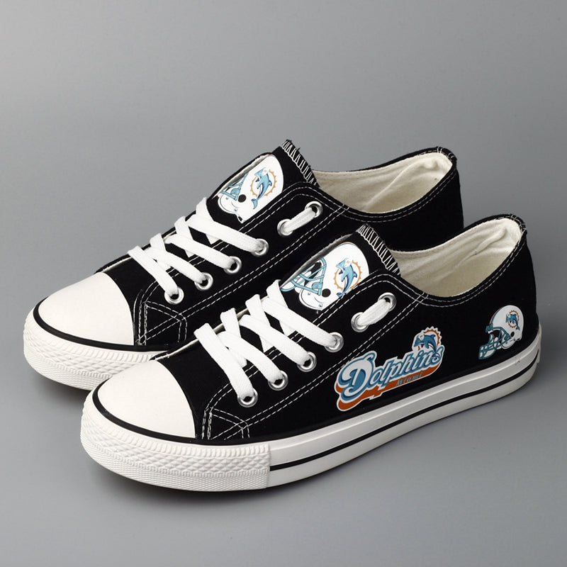 Miami Dolphins Low Top Canvas Sport Sneakers Shoes For Men Women Fans
