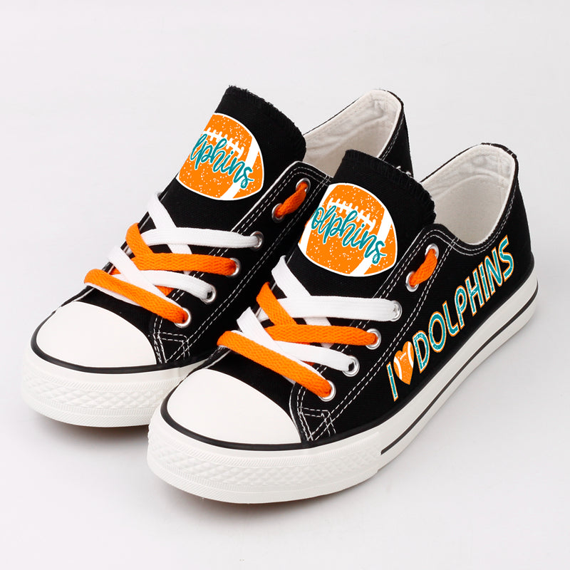 Miami Dolphins Low Top Canvas Sport Sneakers Shoes For Men Women Fans