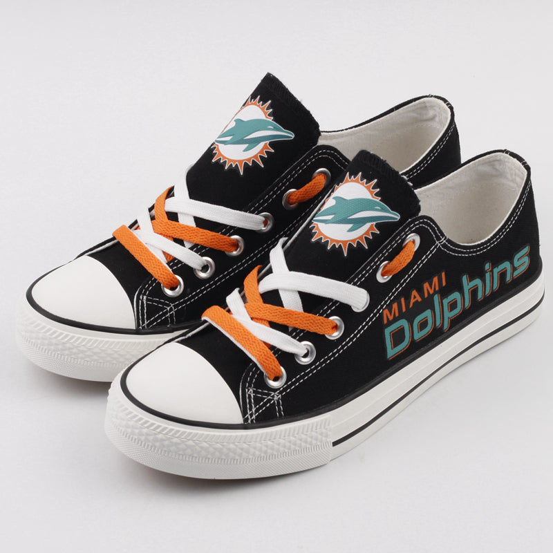 Miami Dolphins Low Top Canvas Sport Sneakers Shoes For Men Women Fans