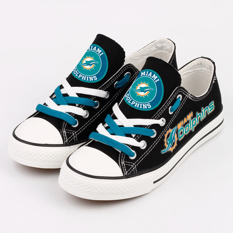 Miami Dolphins Low Top Canvas Sport Sneakers Shoes For Men Women Fans