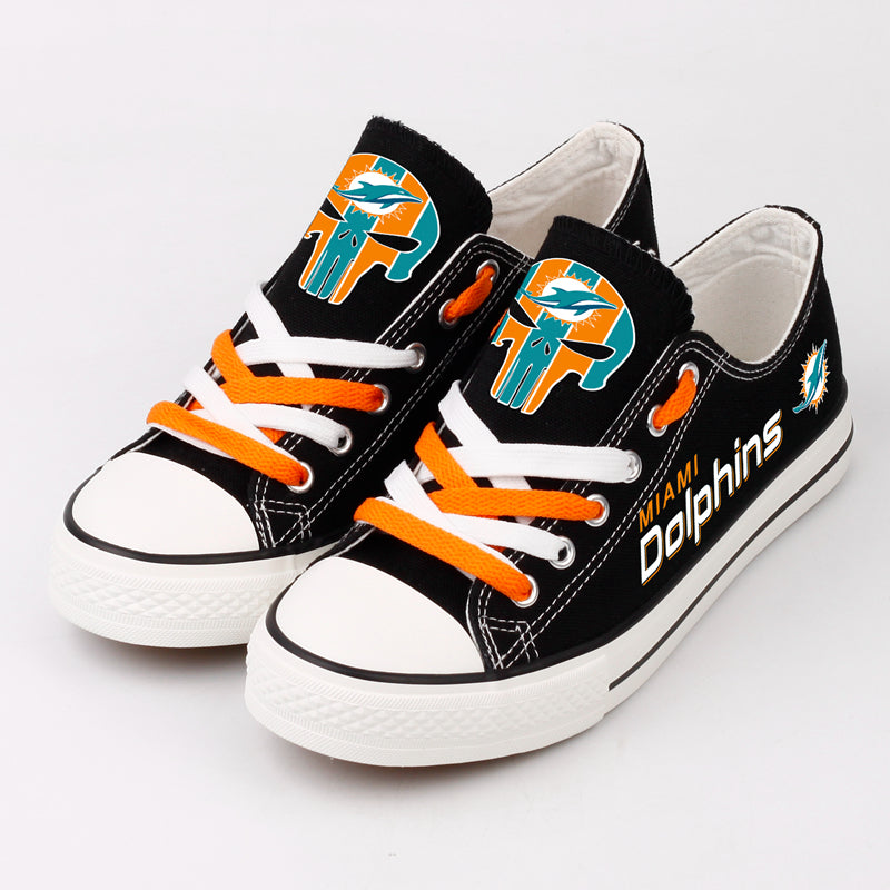 Miami Dolphins Low Top Canvas Sport Sneakers Shoes For Men Women Fans