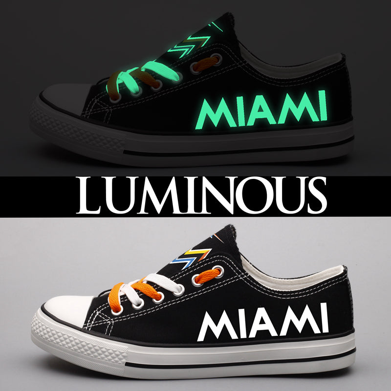 Miami Marlins Limited Print Low Top Canvas Shoes Sport Sneakers For Men Women Fans