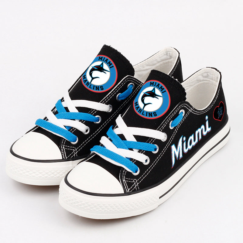 Miami Marlins Limited Print Low Top Canvas Shoes Sport Sneakers For Men Women Fans