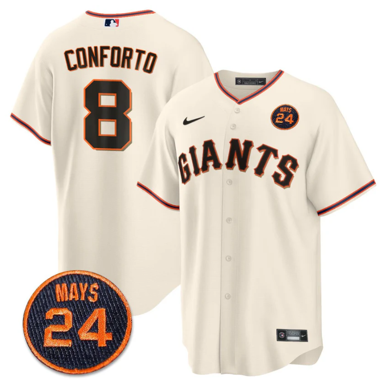 Michael Conforto Jersey #8 San Francisco Giants #24 Willie Mays Patch 2024 Premier