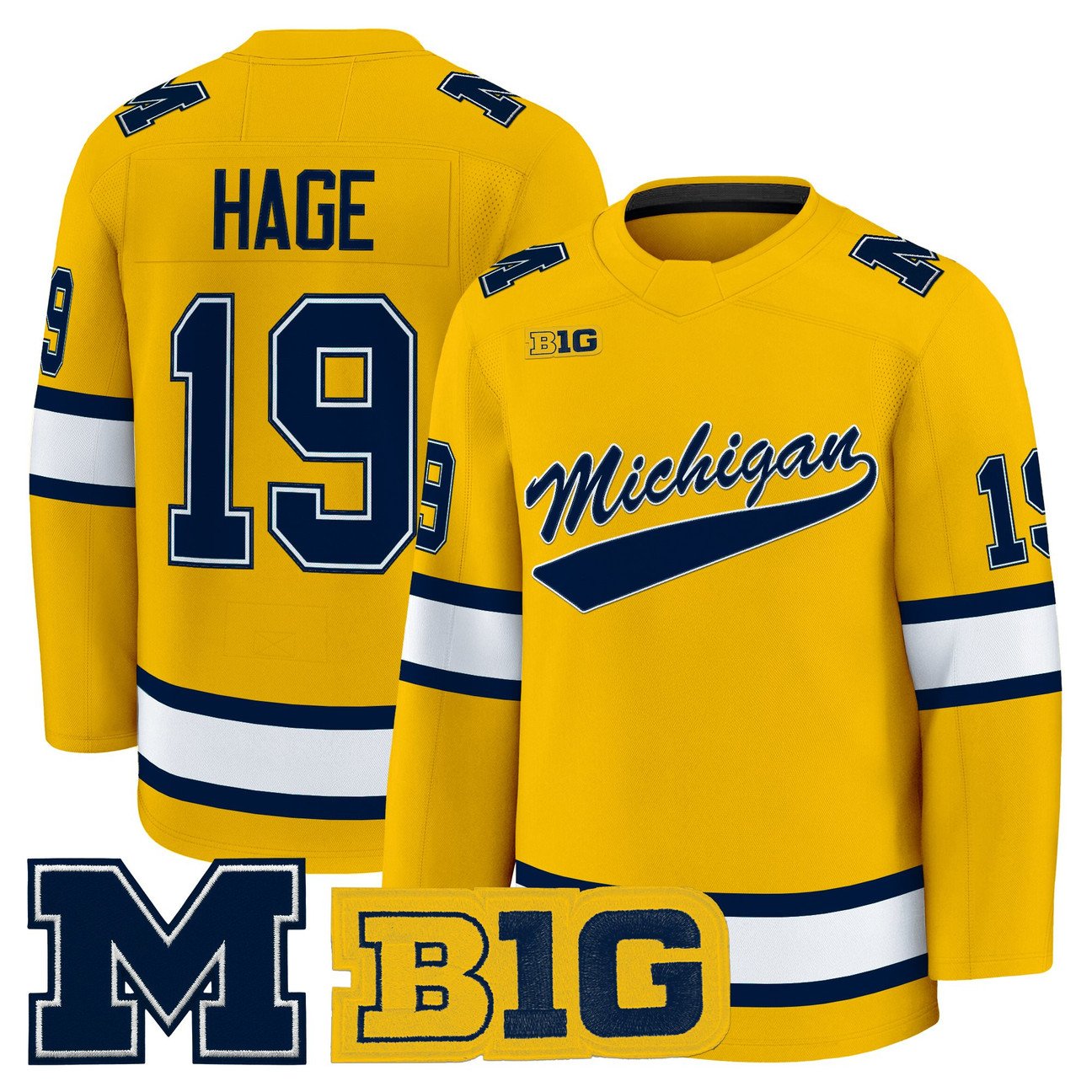 Michael Hage Jersey #19 Michigan Wolverines 2025-26 Premium Stitched Maize