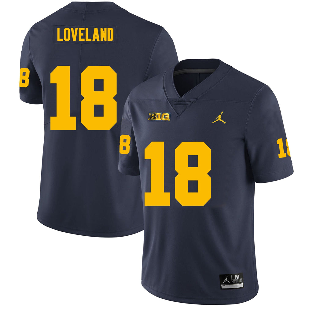 Michigan Wolverines #18 Colston Loveland Men’s Michigan Wolverines Football Jersey Stitched