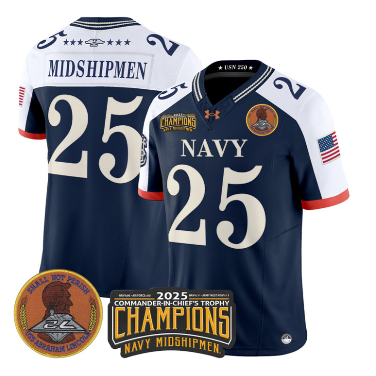 Midshipmen Jersey #25 Navy Midshipmen 2025 Trophy Champions Stitched Navy Alternate
