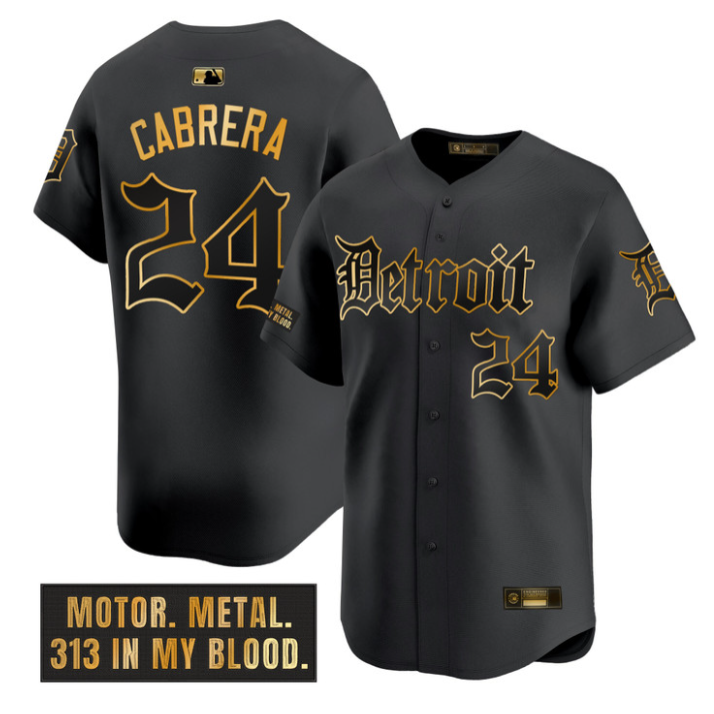Miguel Cabrera Jersey #24 Detroit Tigers Motor Gothic Edition Stitched