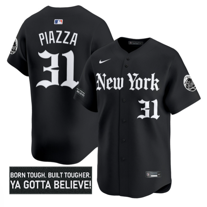 Mike Piazza Jersey #31 New York Mets Gothic Borough Edition Stitched