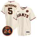 Mike Yastrzemski Jersey #5 San Francisco Giants #24 Willie Mays Patch 2024 Premier