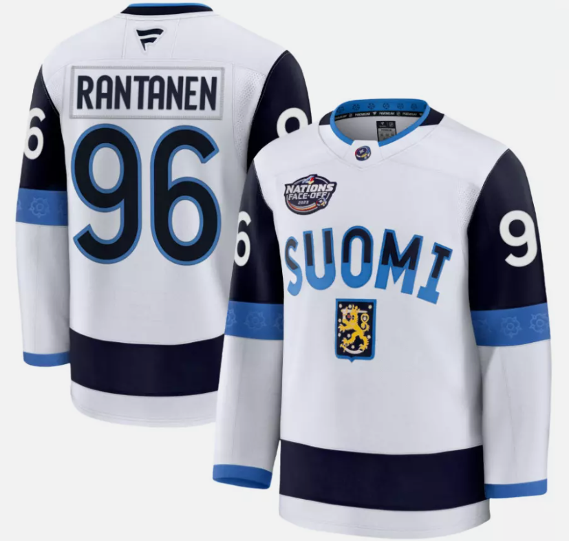 Mikko Rantanen Jersey #96 Finland White 2025 4 Nations Face-Off Stitched