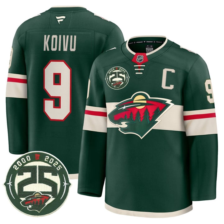 Mikko Koivu Jersey #9 Minnesota Wild 25th Anniversary Patch Stitched