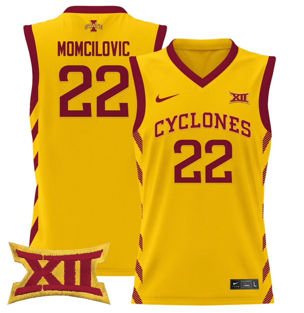 Milan Momcilovic Jersey #22 Iowa State 2024 Lightweight Basketball Gold